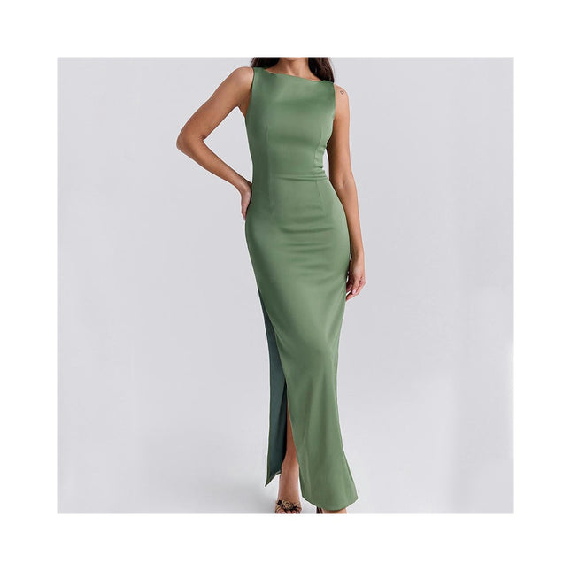 Women's Elegant Bodycon Maxi Dress Sexy Sleeveless Sides Slit Dress