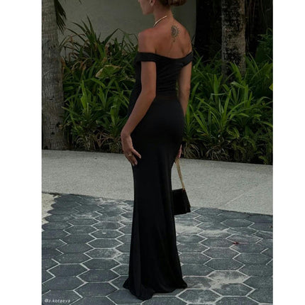 Women's Off Shoulder Bodycon Long Formal Party Dress Evening Gown