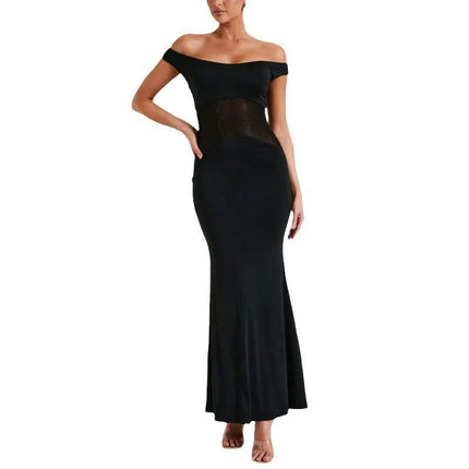 Women's Off Shoulder Bodycon Long Formal Party Dress Evening Gown