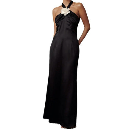 Women's Summer Satin Backless Halter Neck Dress Sleeveless Bodycon Maxi Dresses