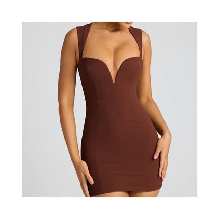 Women's Summer Bodycon Dresses Sexy Deep V Neck Backless Mini Dress