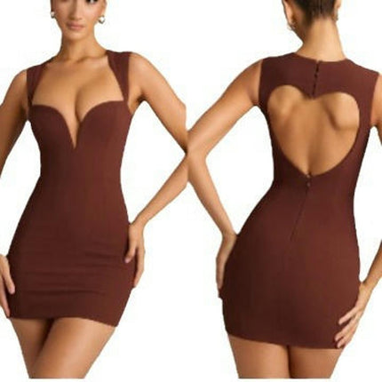 Women's Summer Bodycon Dresses Sexy Deep V Neck Backless Mini Dress