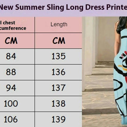 Womens Sexy Spaghetti Strap Sleeveless Long Dress Summer Printed Loose Maxi Dresses