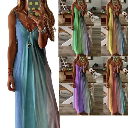 Women's Summer Maxi Dresses Casual Sleeveless Spaghetti Strap Long Dress