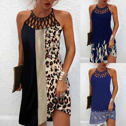 Women's Sexy Sleeveless Bodycon Halter Neck Cutout Mini Dress