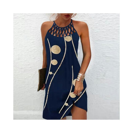 Women's Sexy Sleeveless Bodycon Halter Neck Cutout Mini Dress