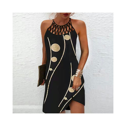 Women's Sexy Sleeveless Bodycon Halter Neck Cutout Mini Dress