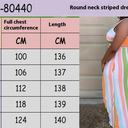 Womens Summer Dresses Striped Print Crew Neck Bodycon Maxi Tank Dress