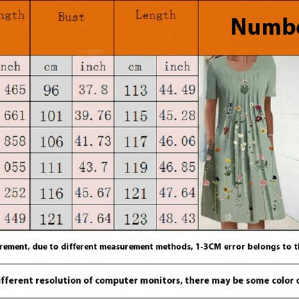 Women's Summer Short Sleeve A-Line Midi Dresses Casual Floral Flowy Beach Sundress