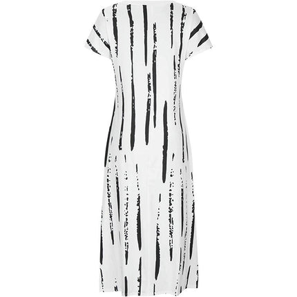 Women's Summer Short Sleeve V Neck Maxi Dresses Casual Printed Split Dresses