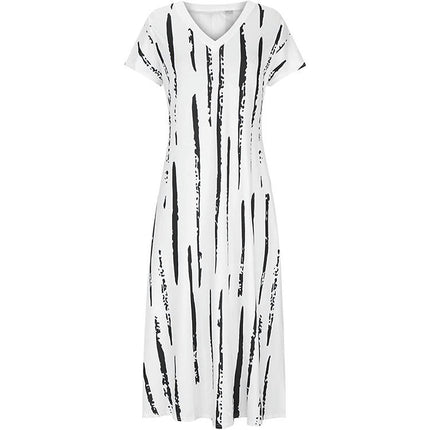 Women's Summer Short Sleeve V Neck Maxi Dresses Casual Printed Split Dresses