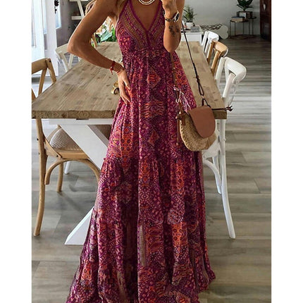 Boho Dresses for Women Long Summer Dress Sleeveless Spaghetti Strap Trendy Causal Sundress