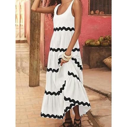 Women's Casual Summer Sleeveless Dress Loose U Neck Maxi Dresses