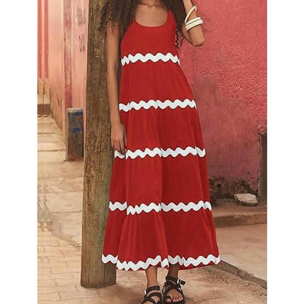 Women's Casual Summer Sleeveless Dress Loose U Neck Maxi Dresses