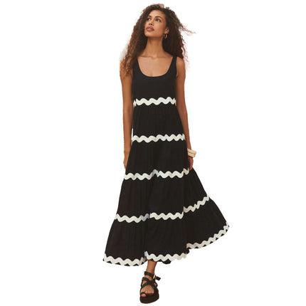 Women's Casual Summer Sleeveless Dress Loose U Neck Maxi Dresses