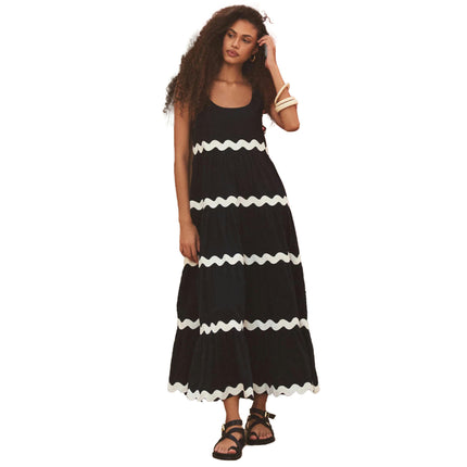 Women's Casual Summer Sleeveless Dress Loose U Neck Maxi Dresses