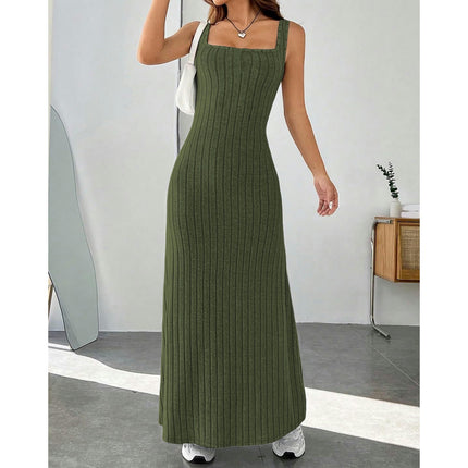 Women's Summer Bodycon Tank Dress Sexy Sleeveless Square Neck Maxi Dresses