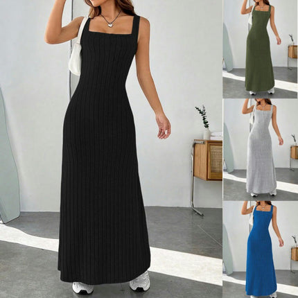 Women's Summer Bodycon Tank Dress Sexy Sleeveless Square Neck Maxi Dresses