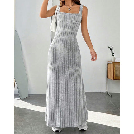 Women's Summer Bodycon Tank Dress Sexy Sleeveless Square Neck Maxi Dresses