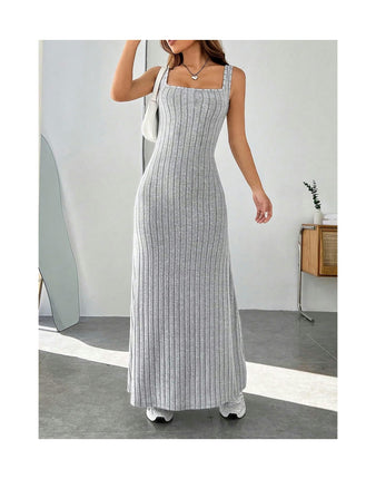 Women's Summer Bodycon Tank Dress Sexy Sleeveless Square Neck Maxi Dresses