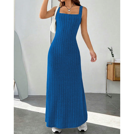 Women's Summer Bodycon Tank Dress Sexy Sleeveless Square Neck Maxi Dresses