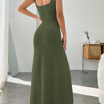 Women's Summer Bodycon Tank Dress Sexy Sleeveless Square Neck Maxi Dresses