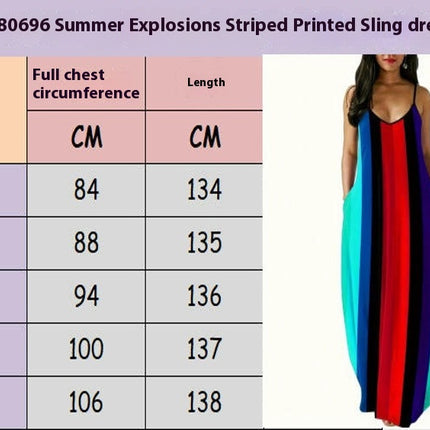 Women's Summer Color Block Loose Spaghetti Strap Dress Sleeveless V Neck Maxi Dresses