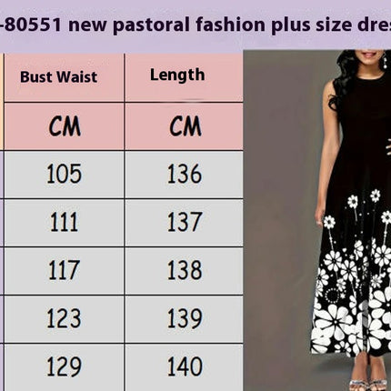 Women's Casual Sleeveless Crew Neck Dress Floral  A-Line Maxi Dresses