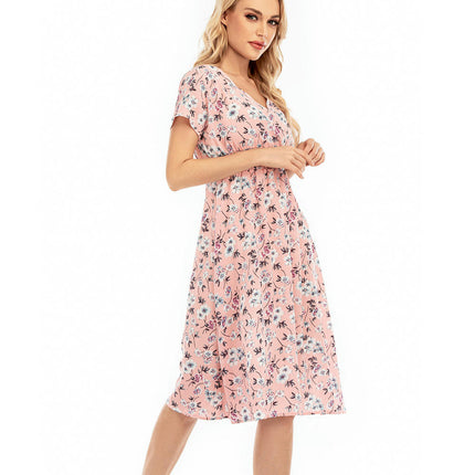 Women's Summer Casual Boho Dress Floral Short Sleeve A Line Midi Beach Dresses