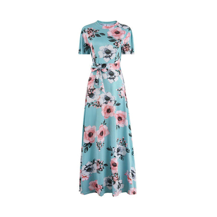 Womens Boho Maxi Dresses Summer Mock Neck Long/Short Sleeve Floral Flowy Casual Long Dress