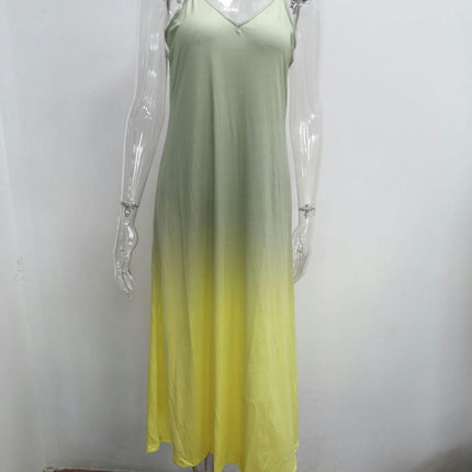 Women's Summer Casual Sleeveless V Neck Spaghetti Strap Maxi Long Dress