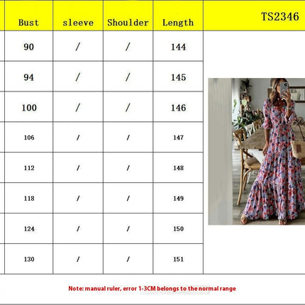 Women Casual Summer Dresses V Neck Short Sleeve Floral Print Boho Flowy Maxi Dress