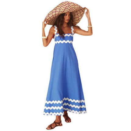 Women's Summer Maxi Dress Casual Boho Sleeveless Spaghetti Strap Long Beach Sun Dresses