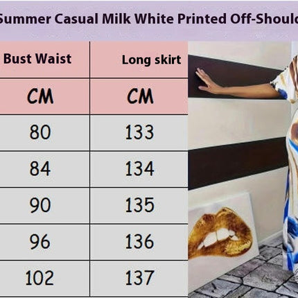 Women's One Off The Shoulder Dresses Short Sleeve Printed Party Maxi Dress