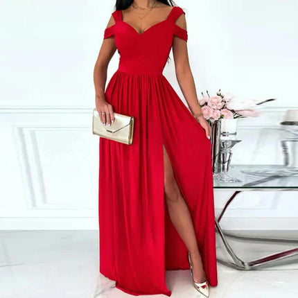 Women's Deep V Neck Dress Sleeveless Split Flowy Maxi Summer Dresses