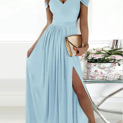 Women's Deep V Neck Dress Sleeveless Split Flowy Maxi Summer Dresses