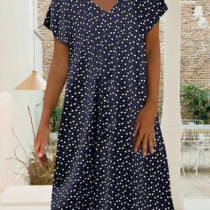 Women's Casual Summer Dress Short Sleeve Swiss Dot V Neck Flowy Mini Dresses