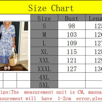 Women's Summer Maxi Dress Casual Boho Floral V Neck Short Sleeve Beach Long Dresses