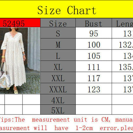 Women Eyelet Maxi Dress Hollow Summer V Neck Bell Sleeve Ruffle Flowy Long Dress