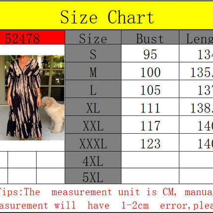 Women Summer Print V Neck Maxi Dress Flare Sleeve A-Line Ruffle Hem Dresses