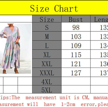 Summer Maxi Dress for Women V Neck Puff Short Sleeve Ruffle Flowy Beach Boho Long Dress