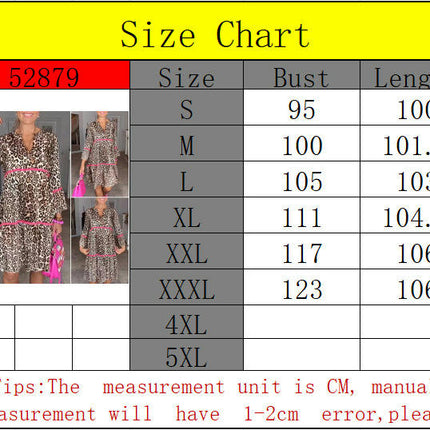 Women Summer Leopard Print V Neck Mini Dress Flare Sleeve A-Line Flowy Dresses