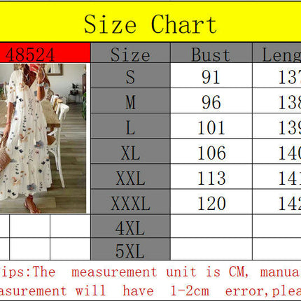 Summer Boho Floral Printe Dress for Women Casual Short Sleeve V Neck Maxi Dress