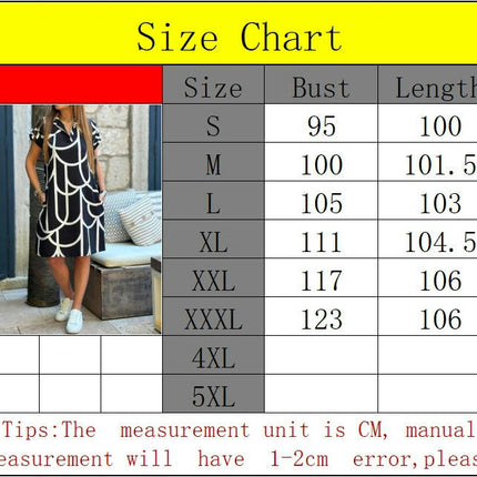 Women Casual Summer Loose Dress V Neck Short Sleeve Print Dresses with Pockets