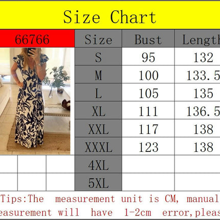 Women Summer Print Dresses Ruffle Sleeve V Neck Split Boho Casual Beach Maxi Dress