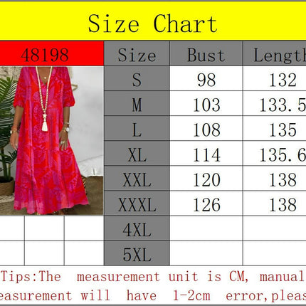 Women Casual Boho V Neck Long Dress 3/4 Sleeve Loose Flowy Swing Floral Maxi Dresses