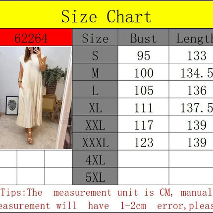 Women's Casual Short Sleeve Pleated Maxi Dress Loose Fit Crewneck Flowy Long Dress