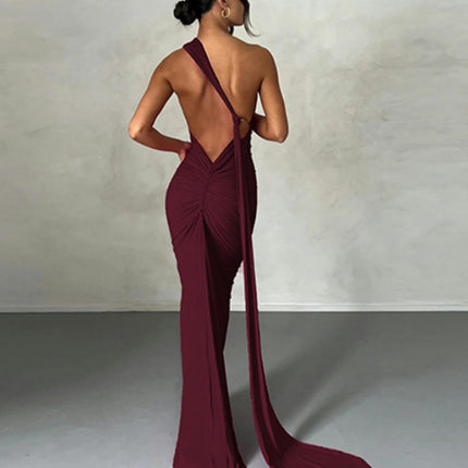 Women Sexy Backless Bodycon Sleeveless Open Back Maxi Dress Elegant Party Long Dress