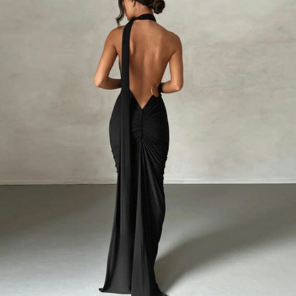 Women Sexy Backless Bodycon Sleeveless Open Back Maxi Dress Elegant Party Long Dress