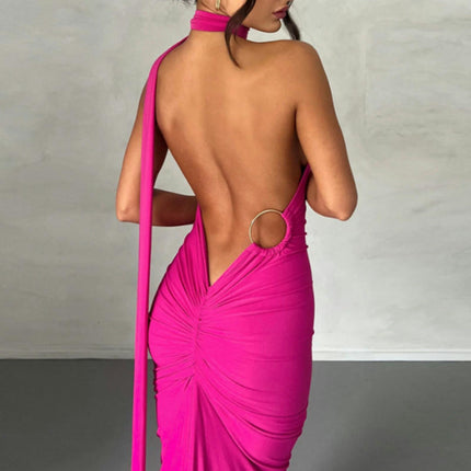 Women Sexy Backless Bodycon Sleeveless Open Back Maxi Dress Elegant Party Long Dress